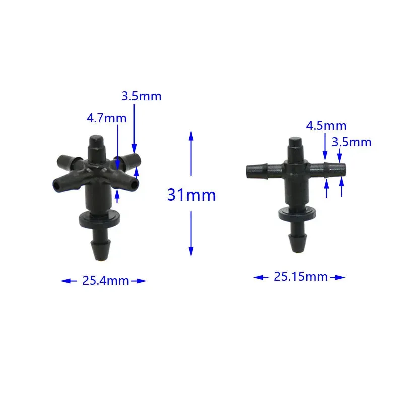 1/8\" 4-Way Arrow Dropper Cross Connector Water Splitter 3/5 Hose Drip Arrow System Greenhouse Adapte