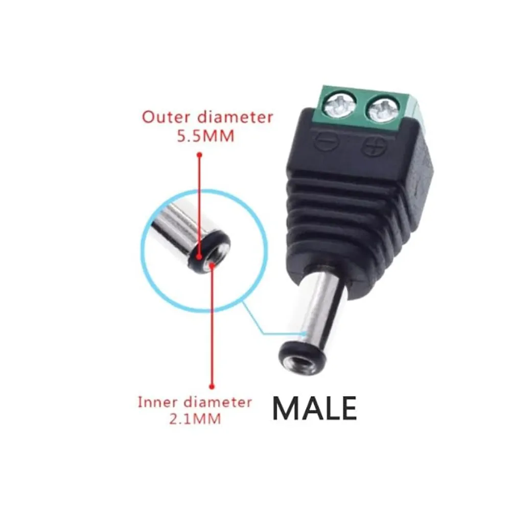 2 Piece Dc Female Cctv Camera Power Plug Adapters Jack Connector M24-11-12