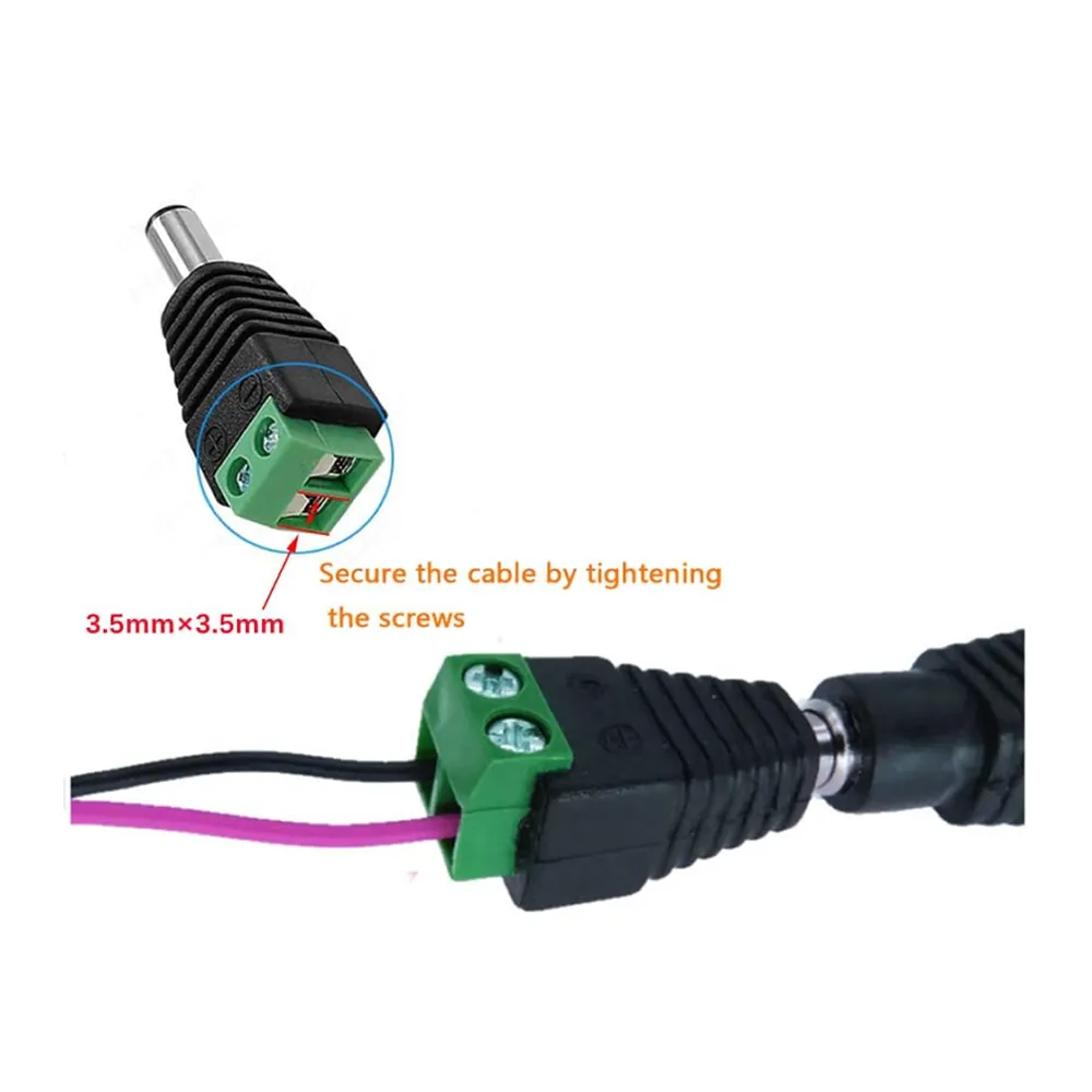 2 Piece Dc Female Cctv Camera Power Plug Adapters Jack Connector M24-11-12