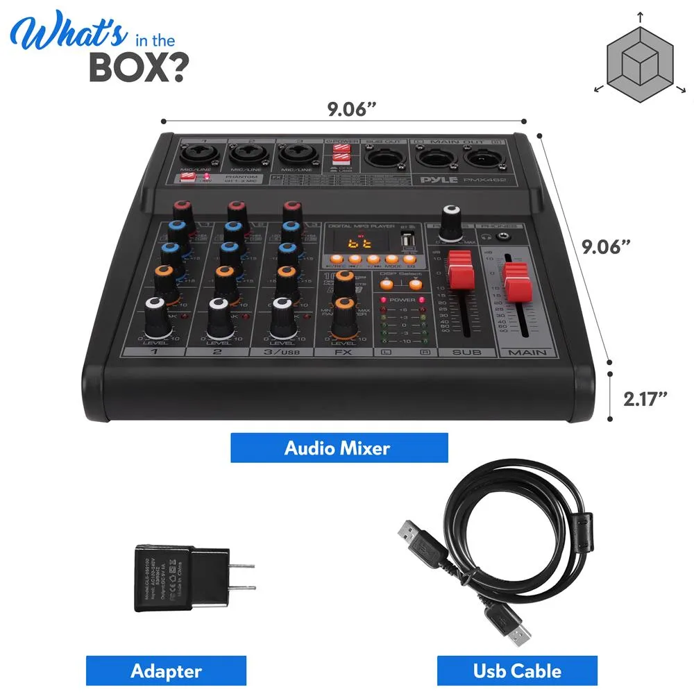 3-Channel Audio Mixer With Usb Interface -  Built-In Fx Processor  Mp3 Player, Xlr & 6.35 Jack Connectors
