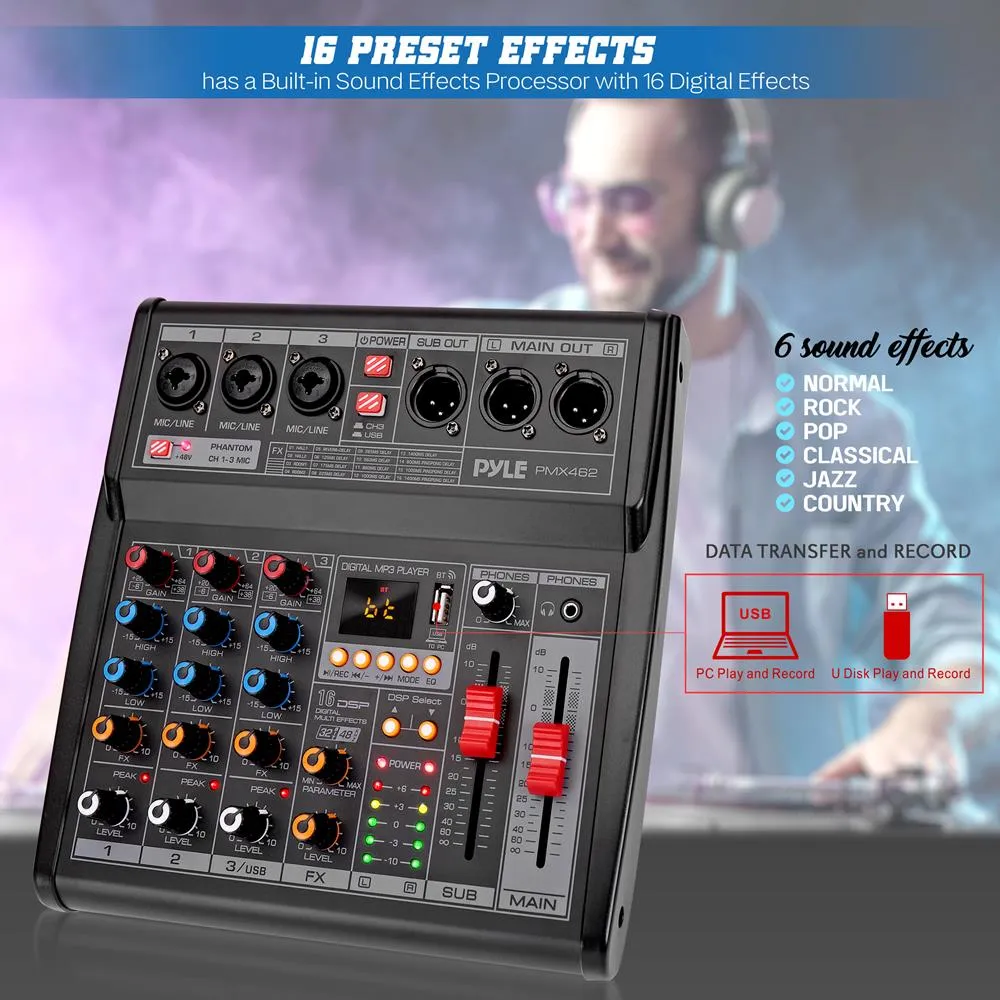 3-Channel Audio Mixer With Usb Interface -  Built-In Fx Processor  Mp3 Player, Xlr & 6.35 Jack Connectors