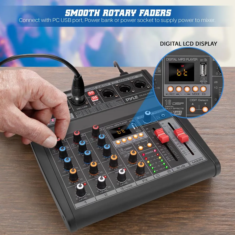 3-Channel Audio Mixer With Usb Interface -  Built-In Fx Processor  Mp3 Player, Xlr & 6.35 Jack Connectors