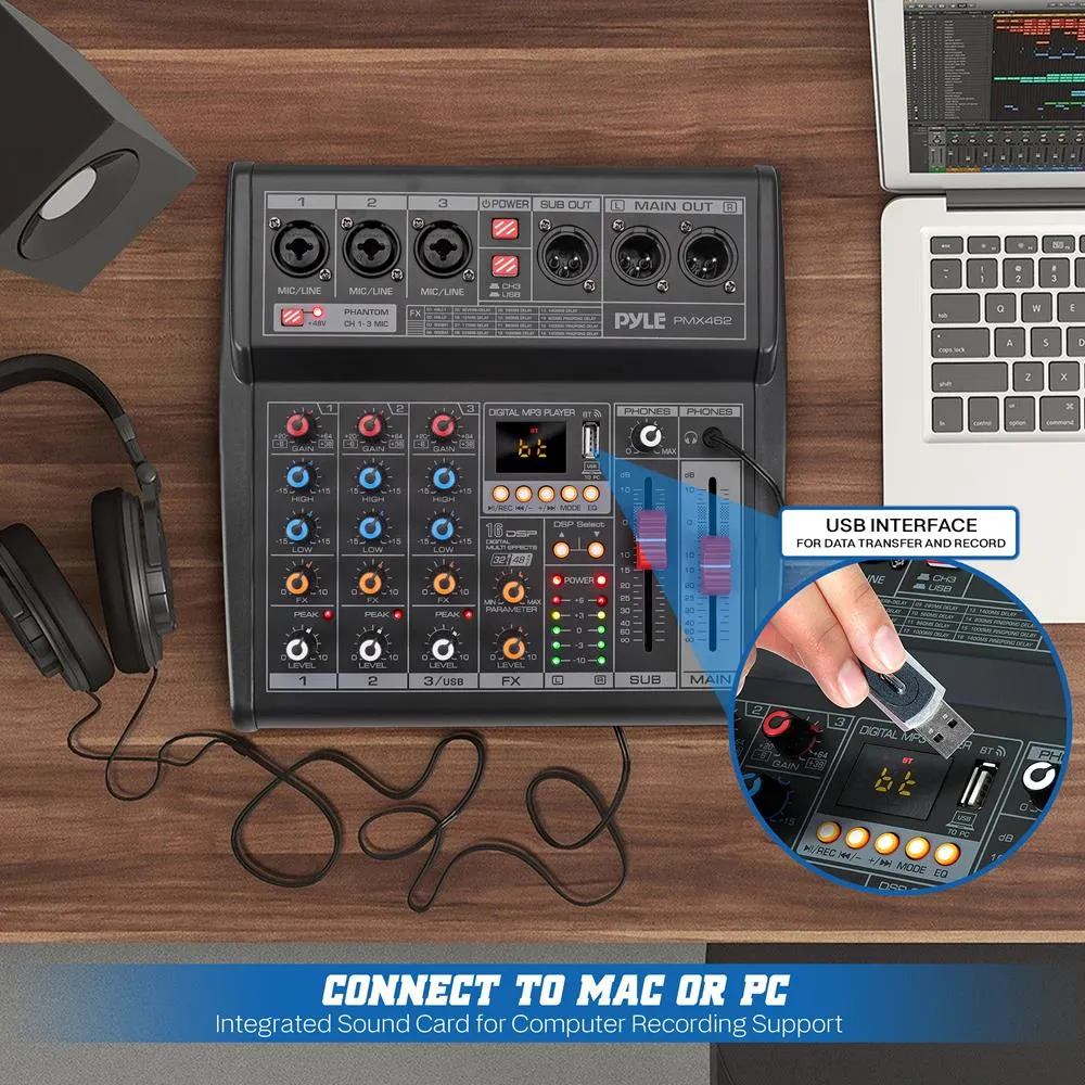 3-Channel Audio Mixer With Usb Interface -  Built-In Fx Processor  Mp3 Player, Xlr & 6.35 Jack Connectors