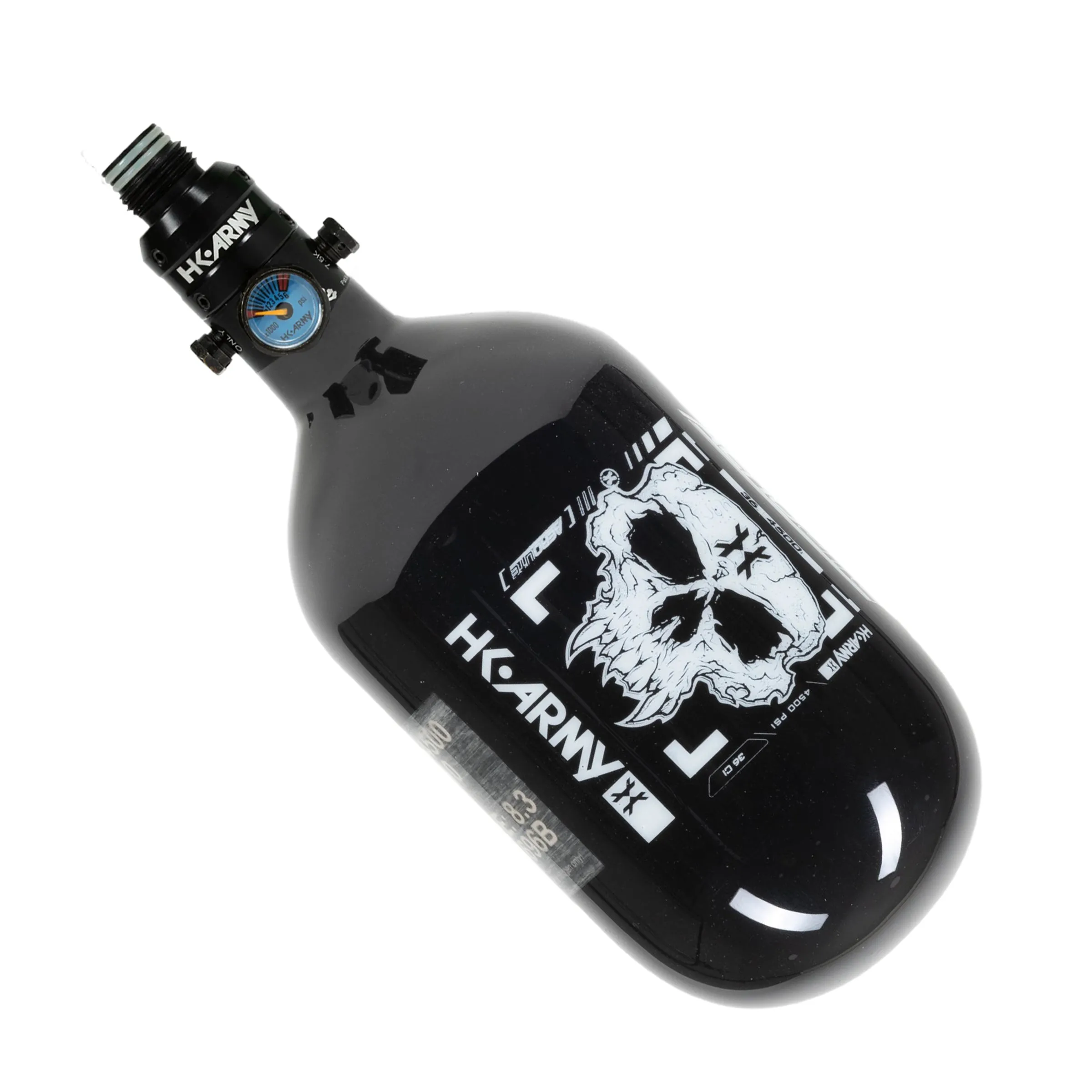 36ci / 4500psi Extra Lite Carbon Fiber Tank - PRO Reg - Doom Black/White