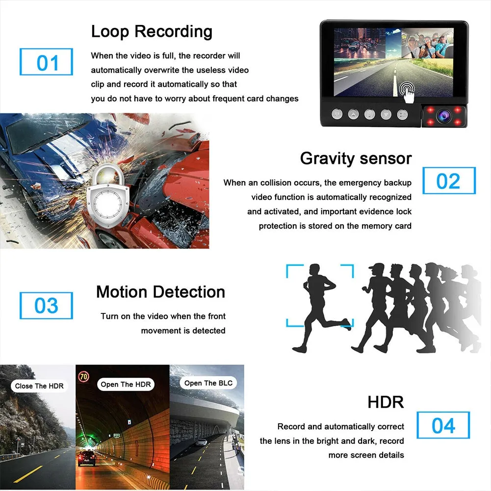4-inch Ips Display Car  Driving  Recorder Touch Screen 170