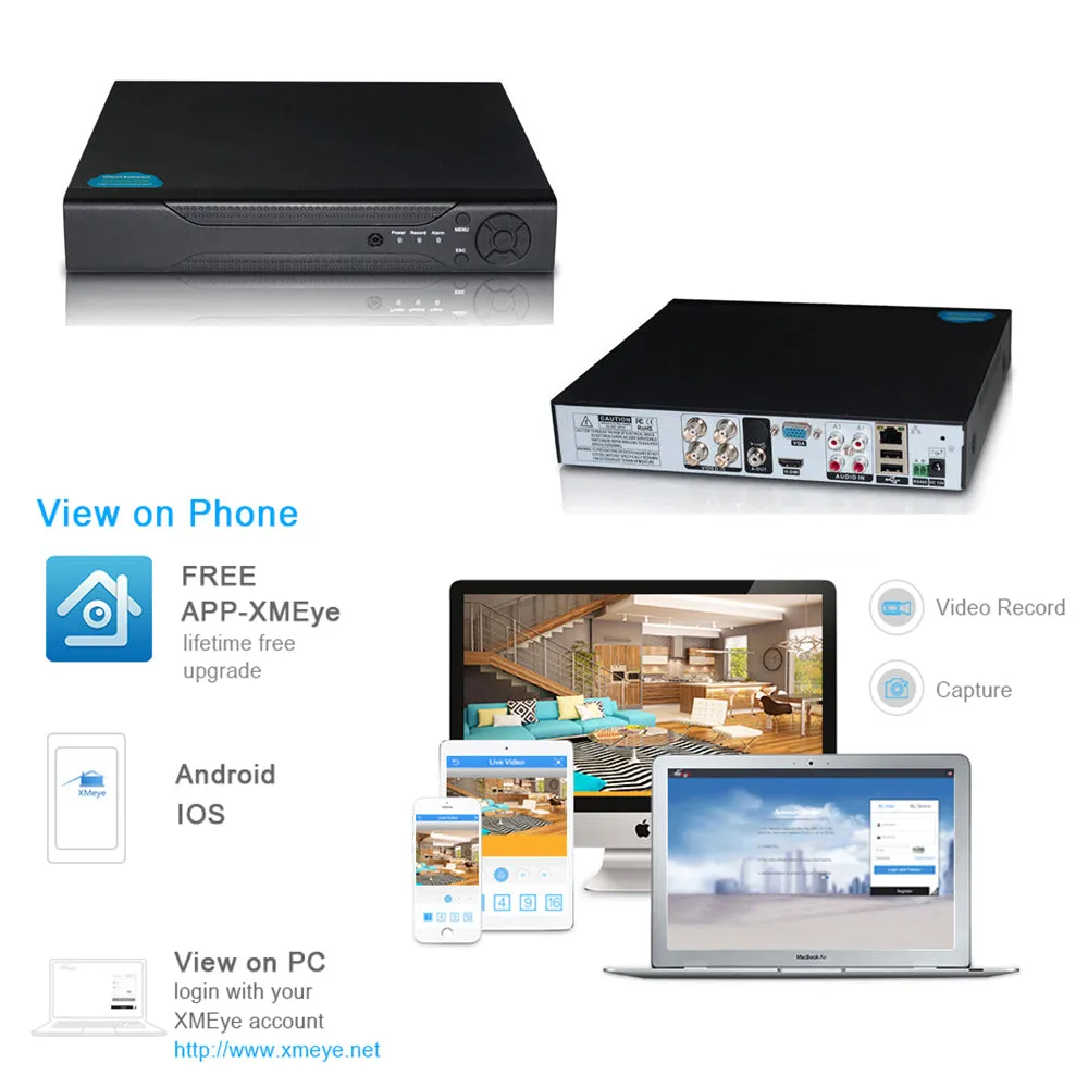 4CH AHD 5in1 DVR 8CH 1080P NVR Video Recorder Camera IP Camera P2P