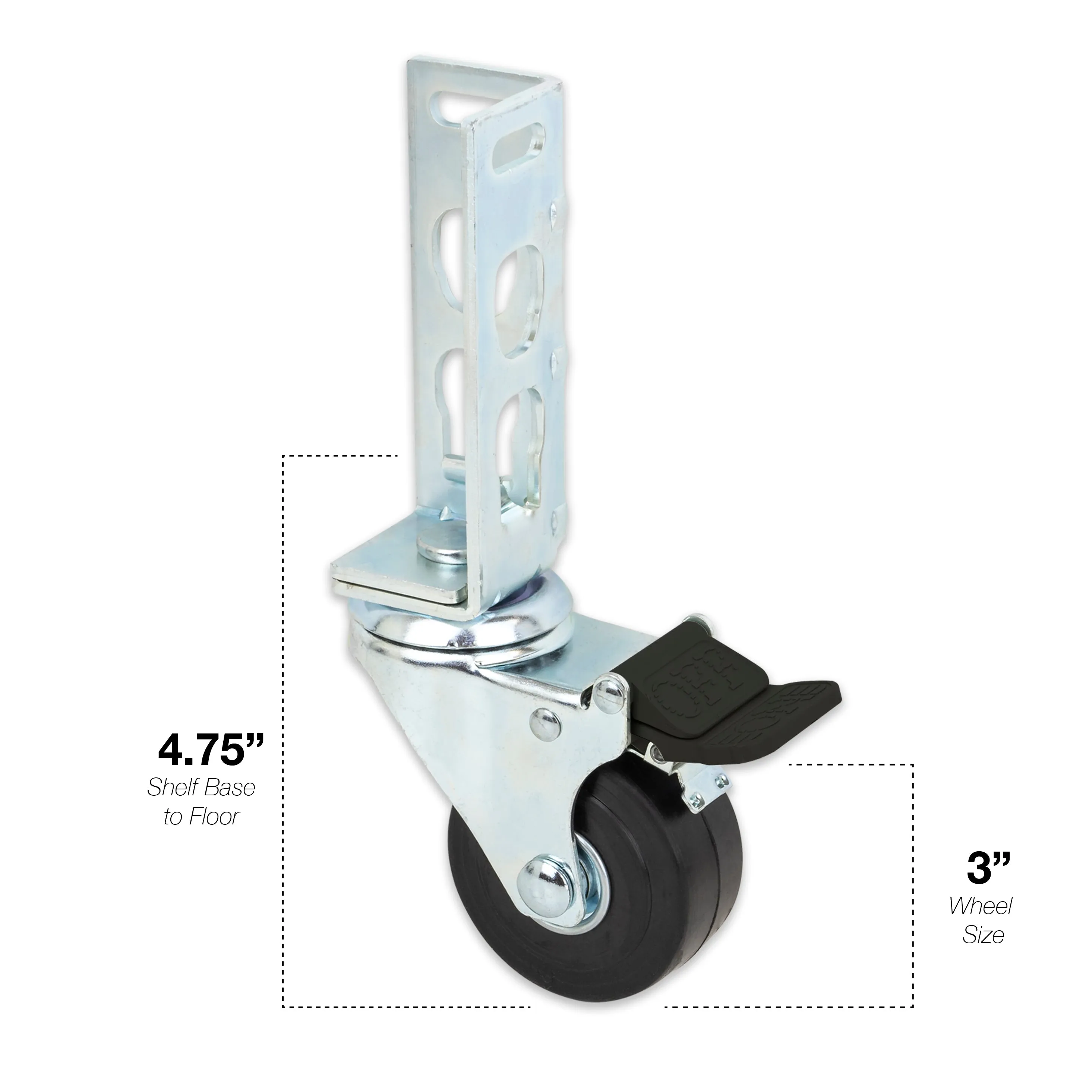 4pc - 3" Storage Rack Caster Wheels (Adapts to Boltless Self Locking Shelving Racks)