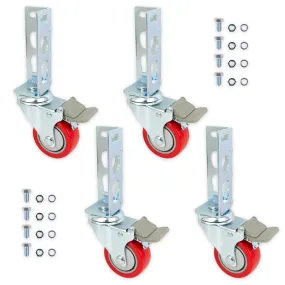 4pc Storage Rack Caster Wheels (Adapts to Boltless Self Locking Shelving Racks)