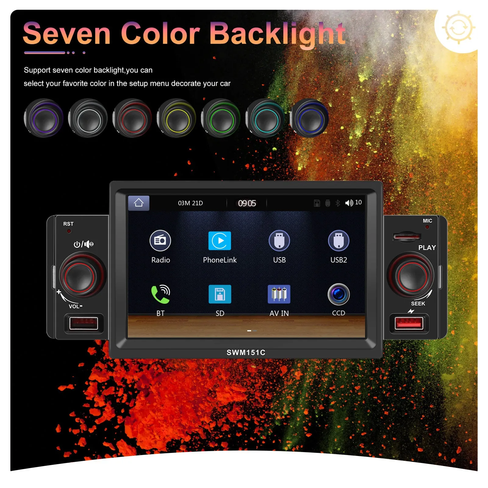5-Inch 1 Din Car Radio Bluetooth Call Music Playback Mp5 Player