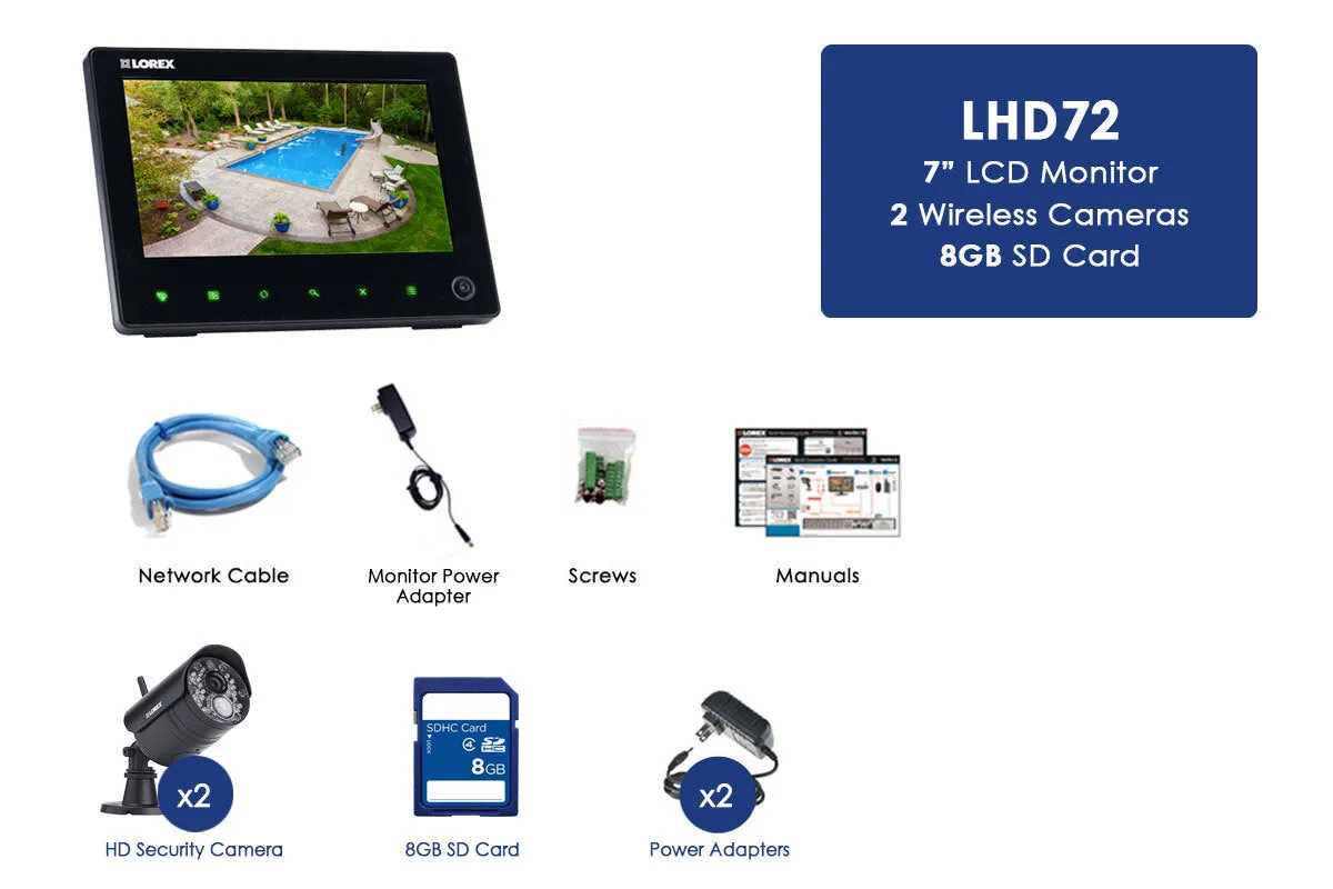 720p Wireless Video Surveillance System for Home, 2 Outdoor Cameras with Audio and 65FT Night Vision