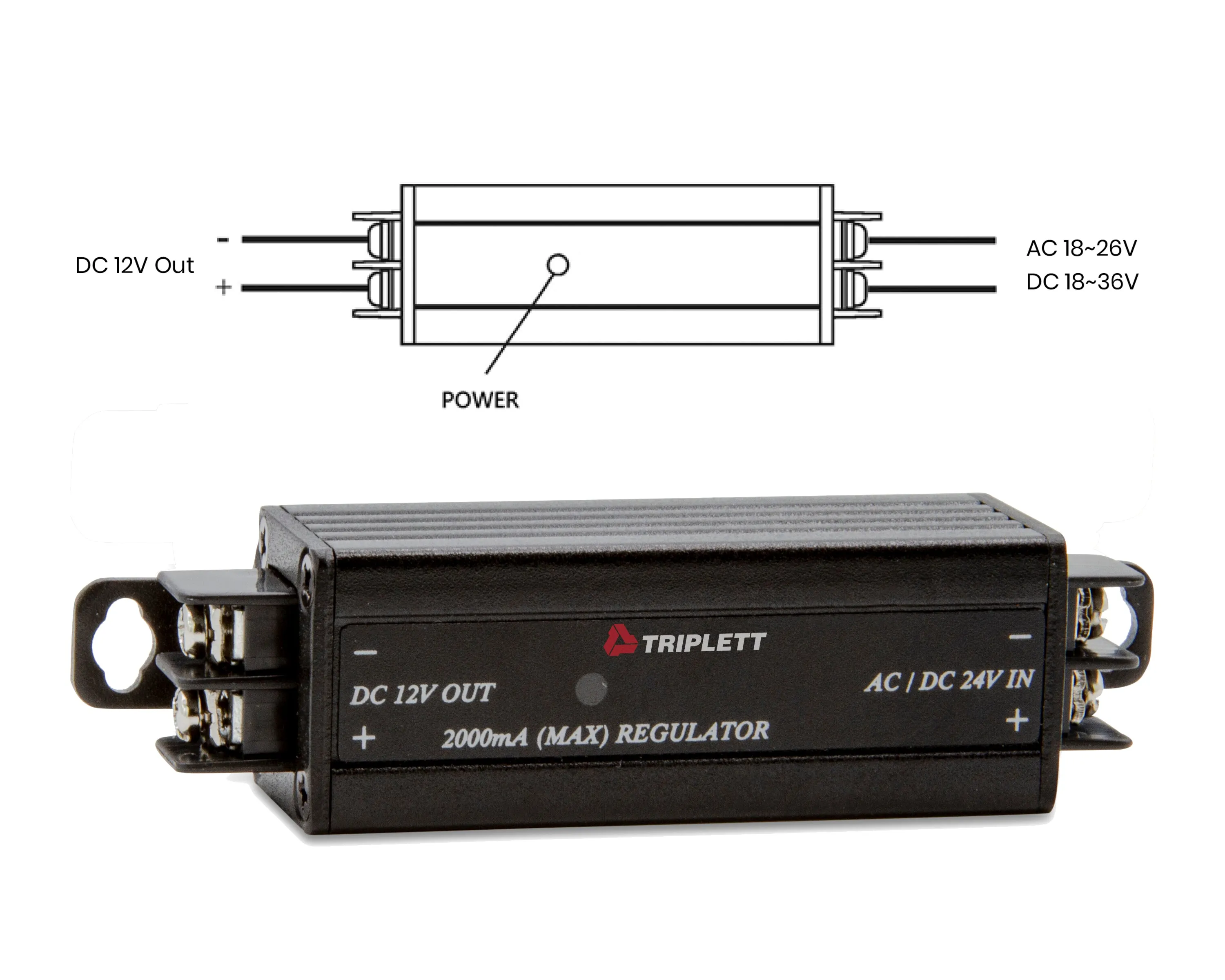 AC/DC to DC 12V Regulated Power Converter 2A- (CON-24V-12V)