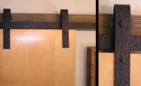 Agave Ironworks RH003-5 Wrought Iron Rolling Track Barn Door Hardware Kit - Basic Distressed Design - 5' Track