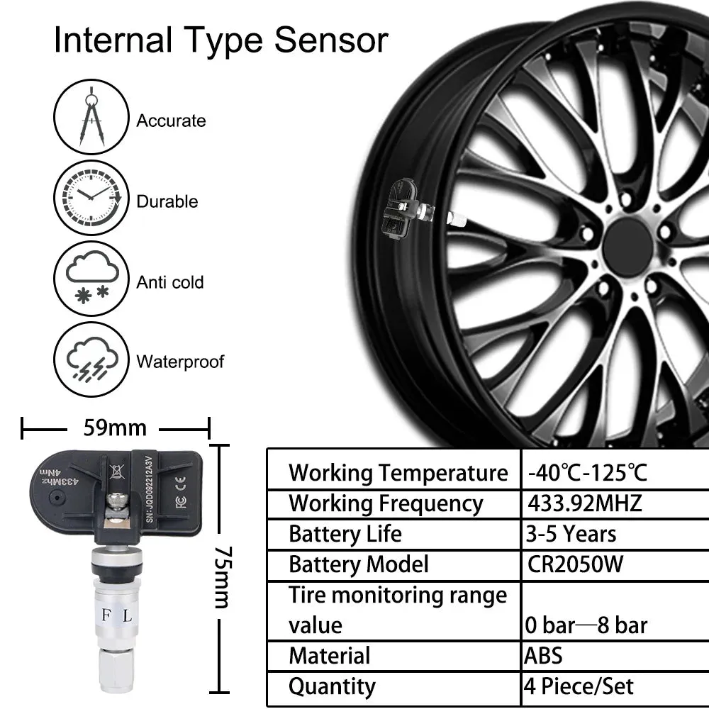 Android Navigation Sensors USB Wireless Transmission Tire Pressure Monitoring System نظام تحذير لضغط الاطارات اندرويد