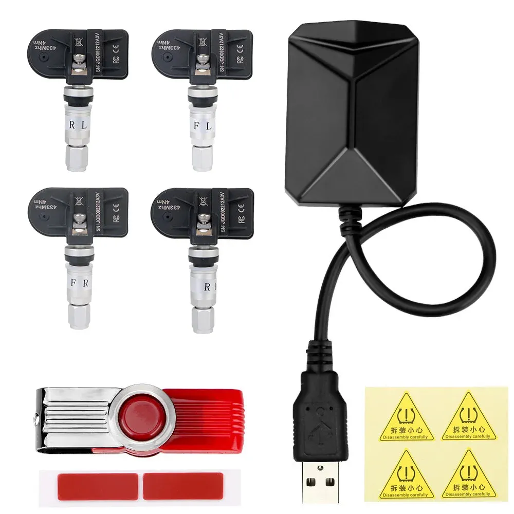 Android Navigation Sensors USB Wireless Transmission Tire Pressure Monitoring System نظام تحذير لضغط الاطارات اندرويد