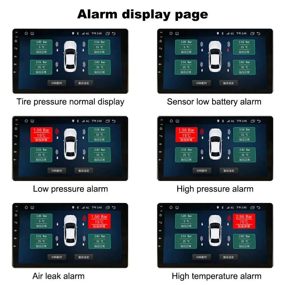 Android Navigation Sensors USB Wireless Transmission Tire Pressure Monitoring System نظام تحذير لضغط الاطارات اندرويد