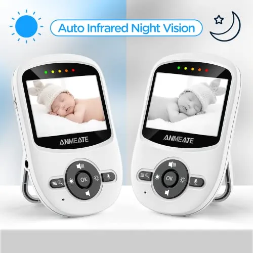 ANMEATE Video Baby Monitor with Digital Camera, Digital 2.4Ghz Wireless Video Monitor with Temperature Monitor, 960ft Transmission Range, 2-Way Talk, Night Vision, High Capacity Battery（1 Camera）