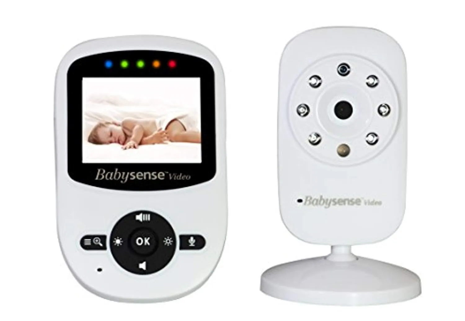 Babysense Video Baby Monitor with Infrared Night Vision, Two Way Talk Back, Room Temperature, Lullabies, Long Range and High Capacity Battery