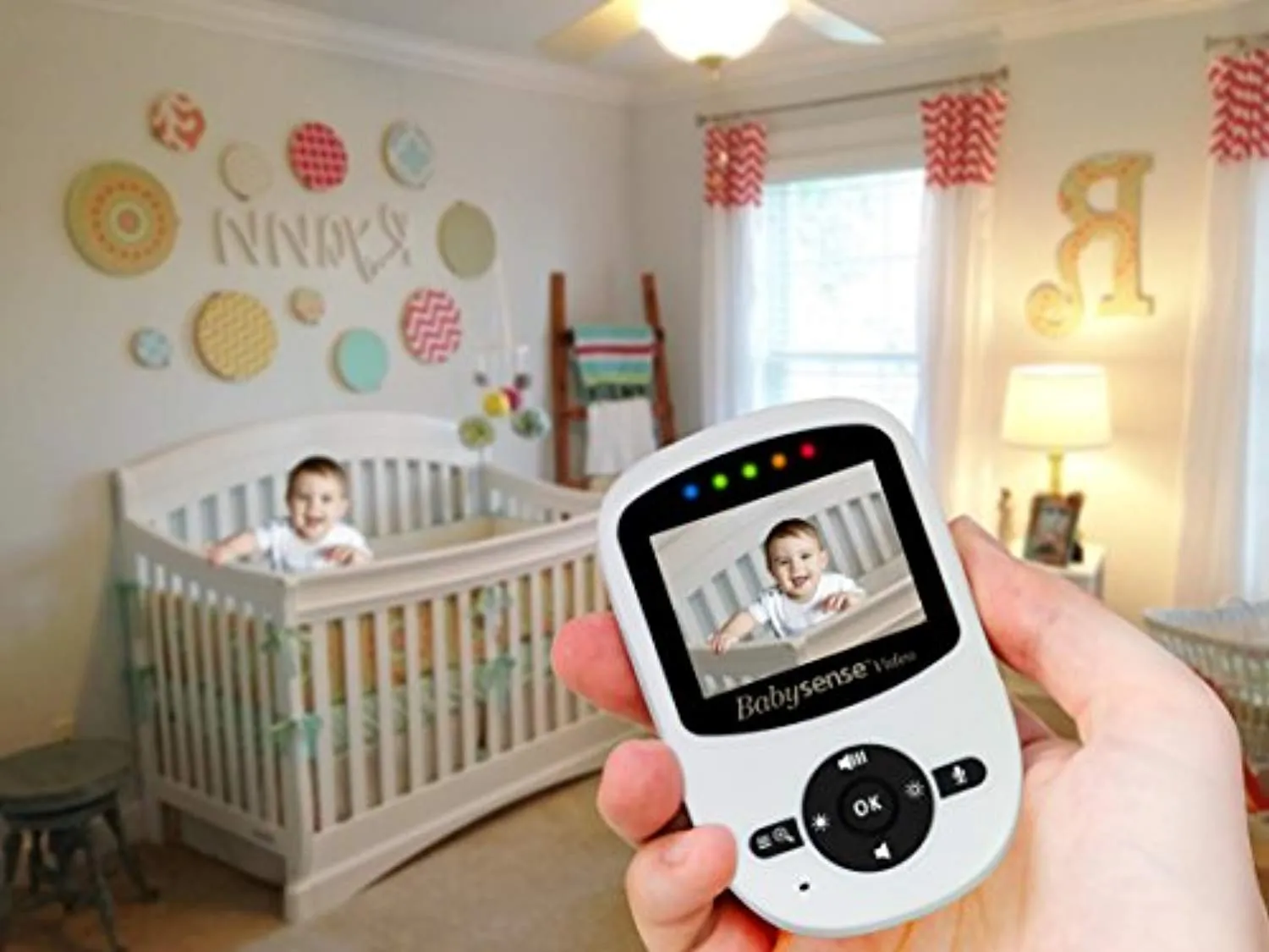 Babysense Video Baby Monitor with Infrared Night Vision, Two Way Talk Back, Room Temperature, Lullabies, Long Range and High Capacity Battery