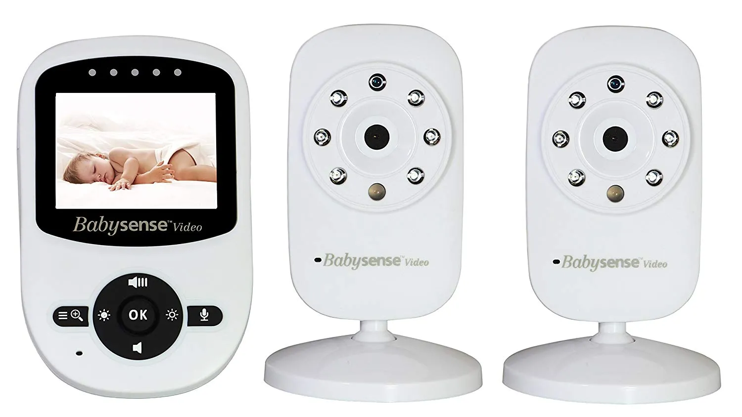 Babysense Video Baby Monitor with Infrared Night Vision, Two Way Talk Back, Room Temperature, Lullabies, Long Range and High Capacity Battery
