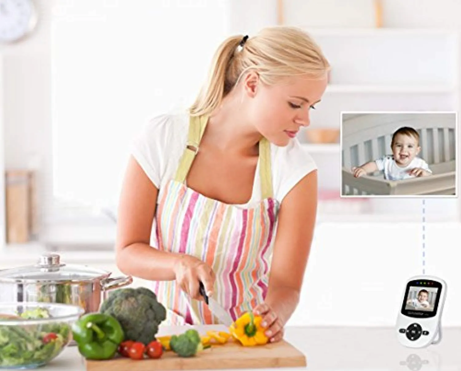 Babysense Video Baby Monitor with Infrared Night Vision, Two Way Talk Back, Room Temperature, Lullabies, Long Range and High Capacity Battery