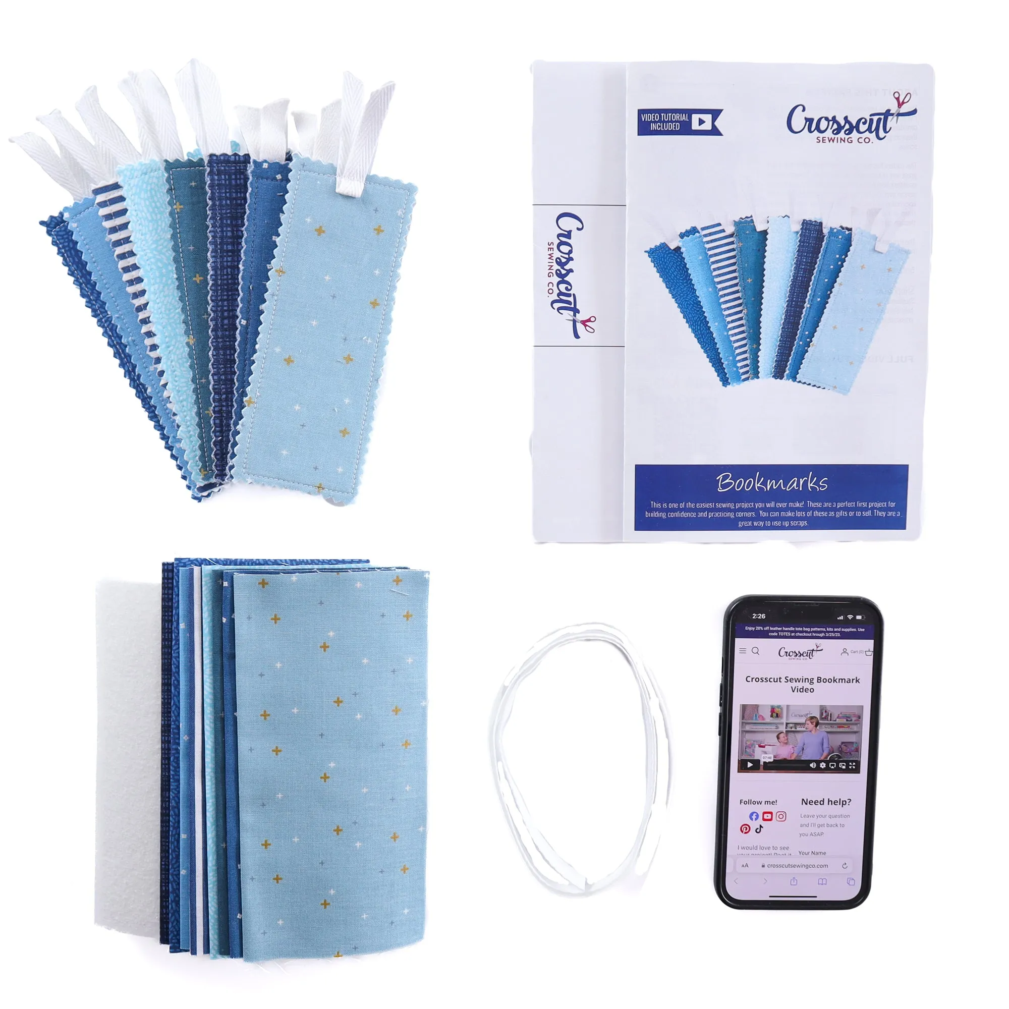 Bookmark Sewing Kit - Blue