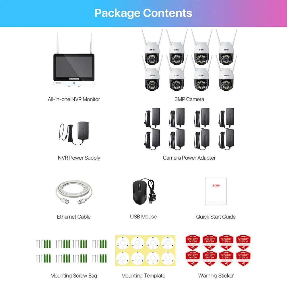 C289 3MP 8-cam WiFi Security System   12.5 inch LCD Monitor   Up To 8TB