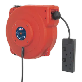 Cable Reel System Retractable 10mtr 2 x 230V Socket