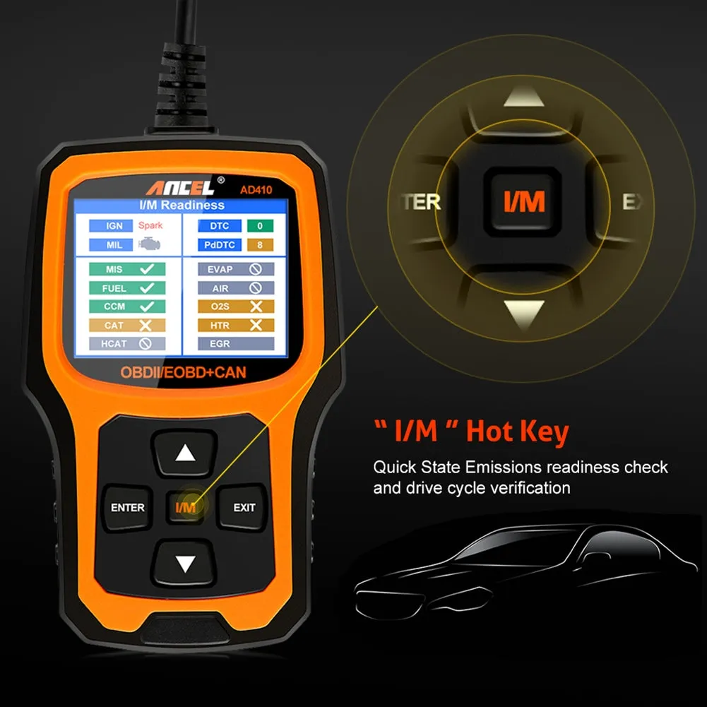 Car Ad410 Obd2 Scanner Code Reader Battery Engine Tester