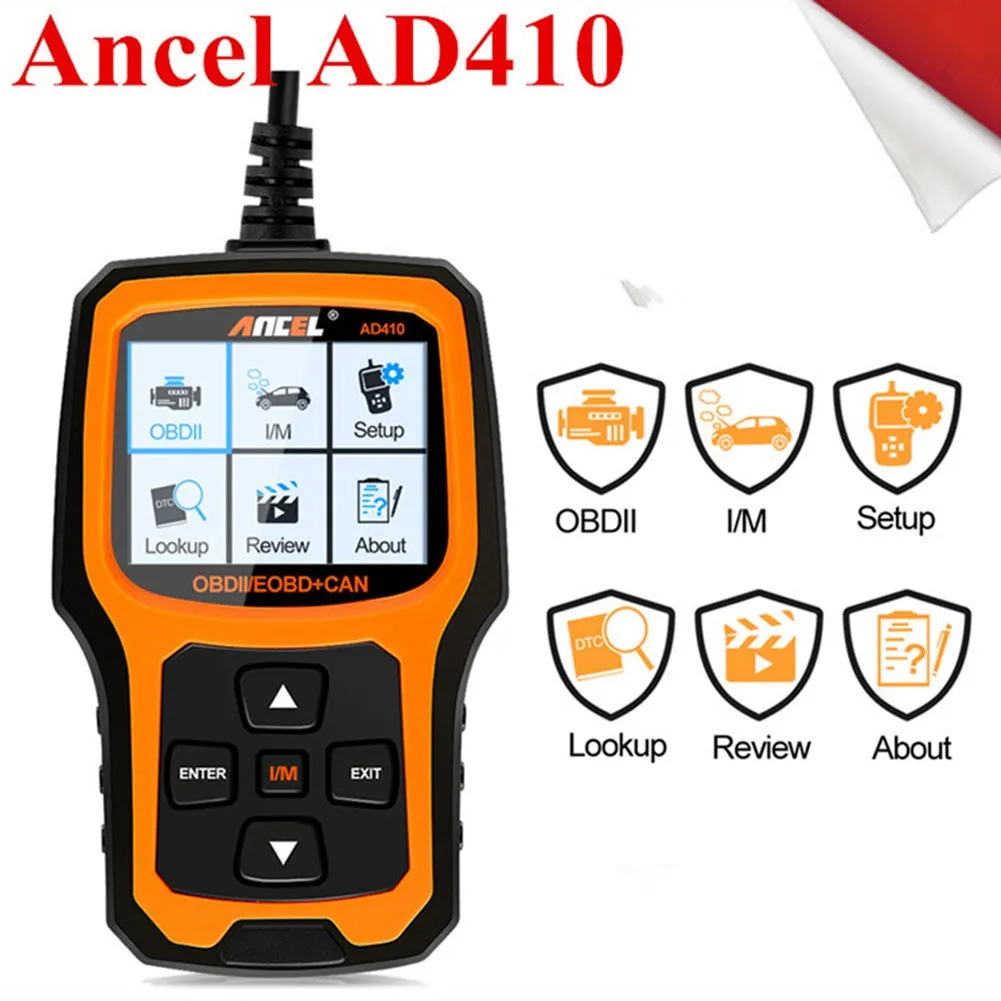 Car Ad410 Obd2 Scanner Code Reader Battery Engine Tester