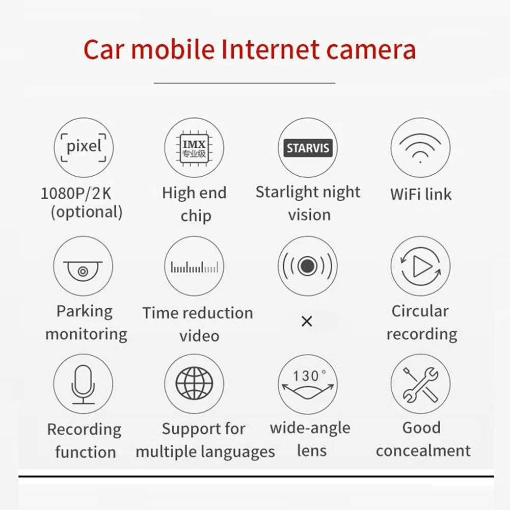 Car Dash Cam Smart Wifi Control Driving Recorder 24h Parking