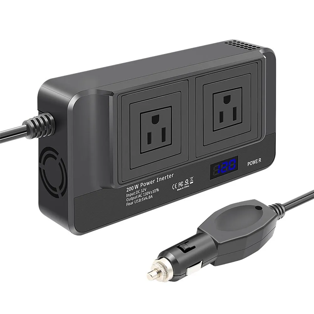 Car Power Inverter 12V 200W Led Digital Display Real Time
