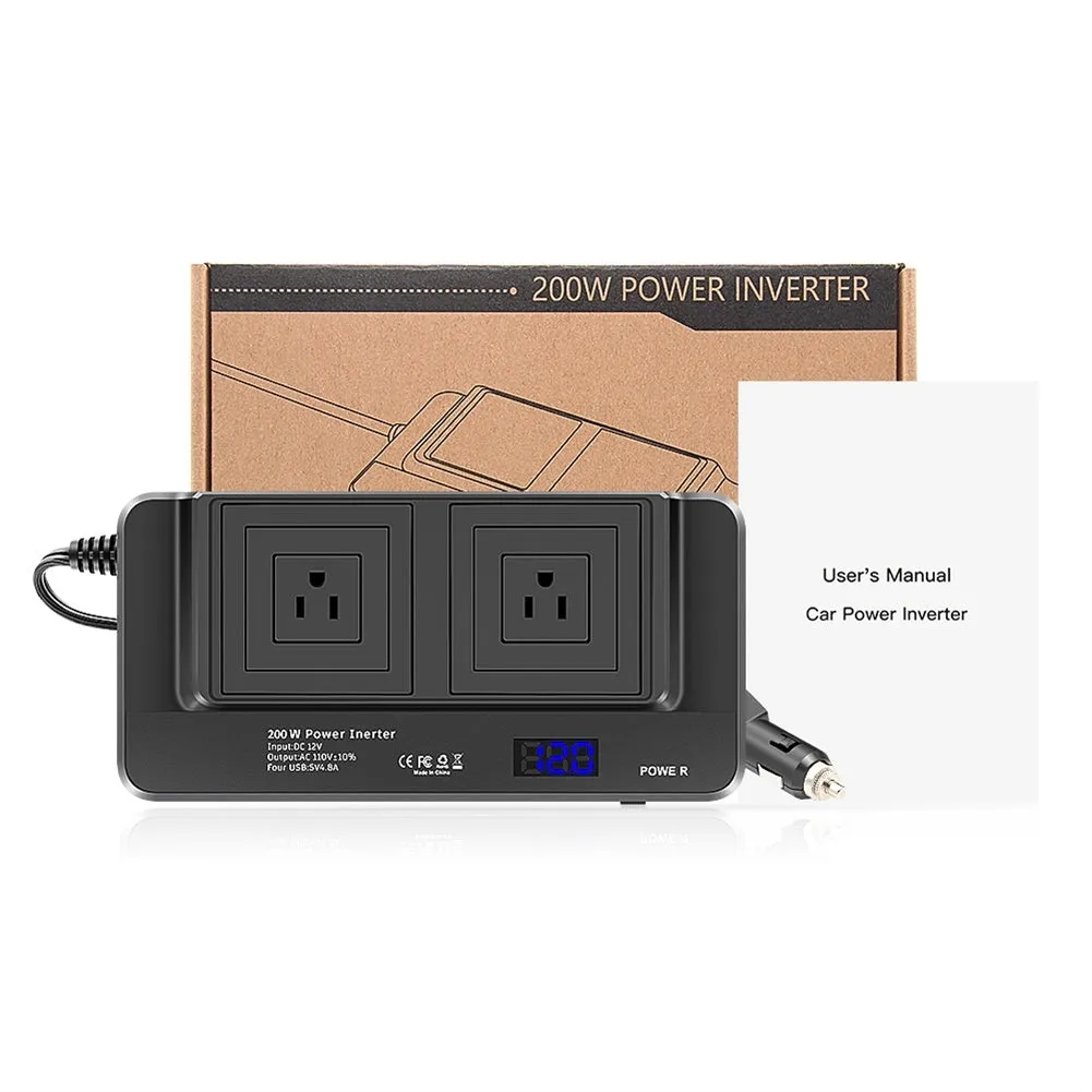 Car Power Inverter 12V 200W Led Digital Display Real Time
