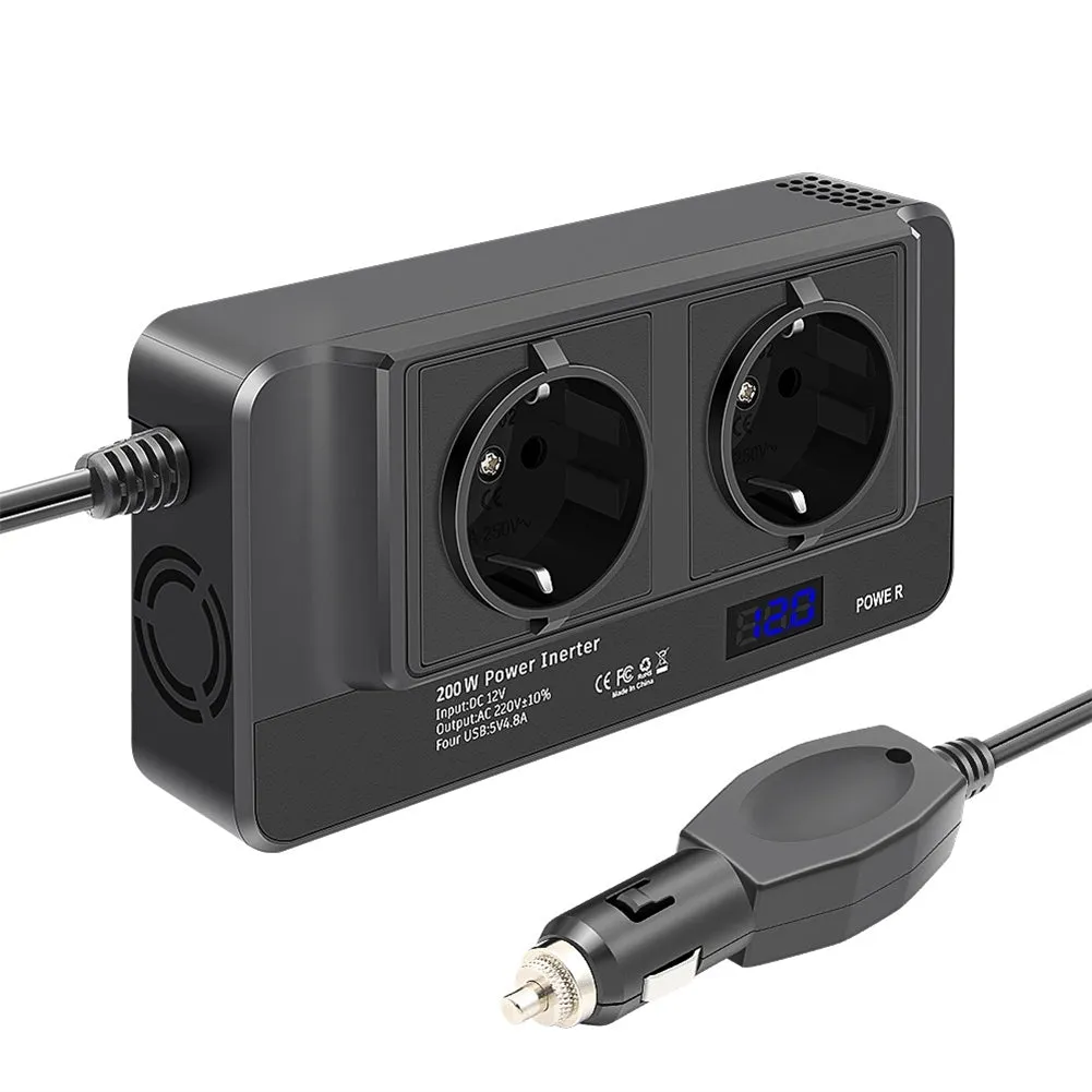 Car Power Inverter 12V 200W Led Digital Display Real Time