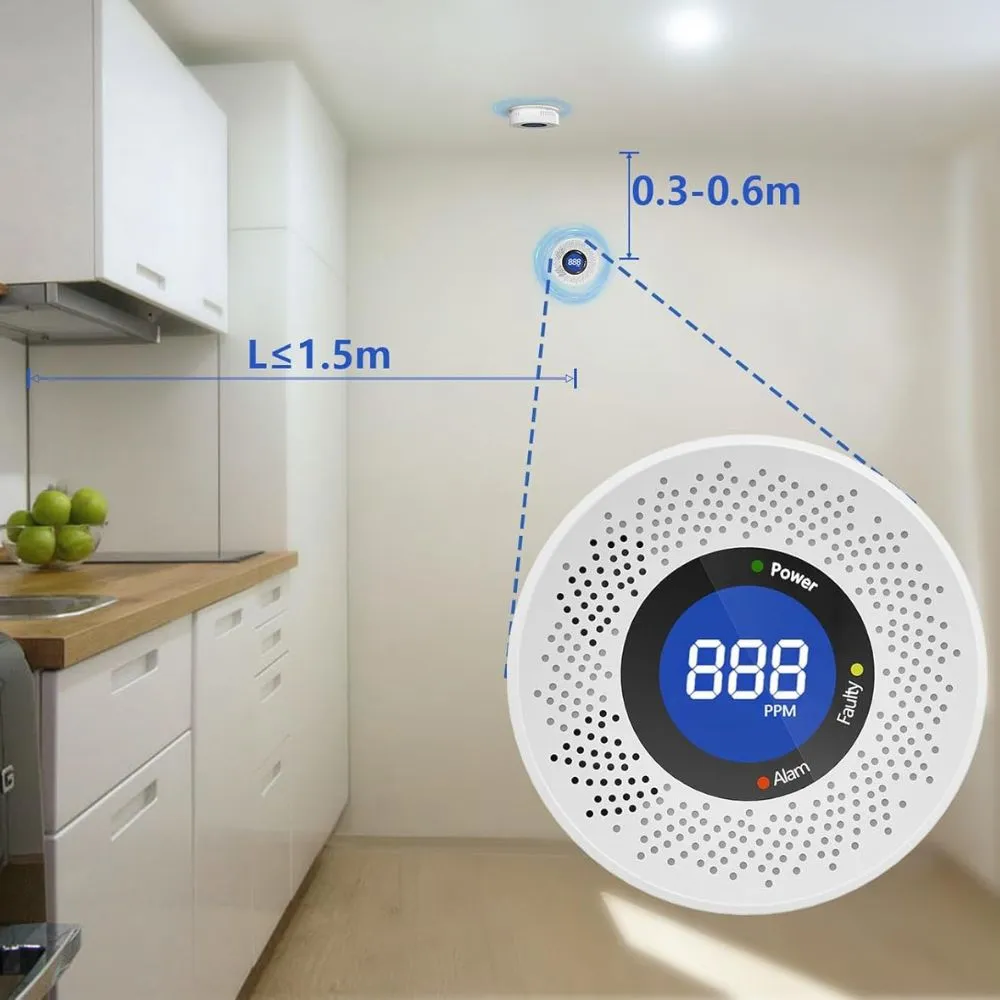 Carbon Monoxide Detector CO Alarm Smoke Safety Combo