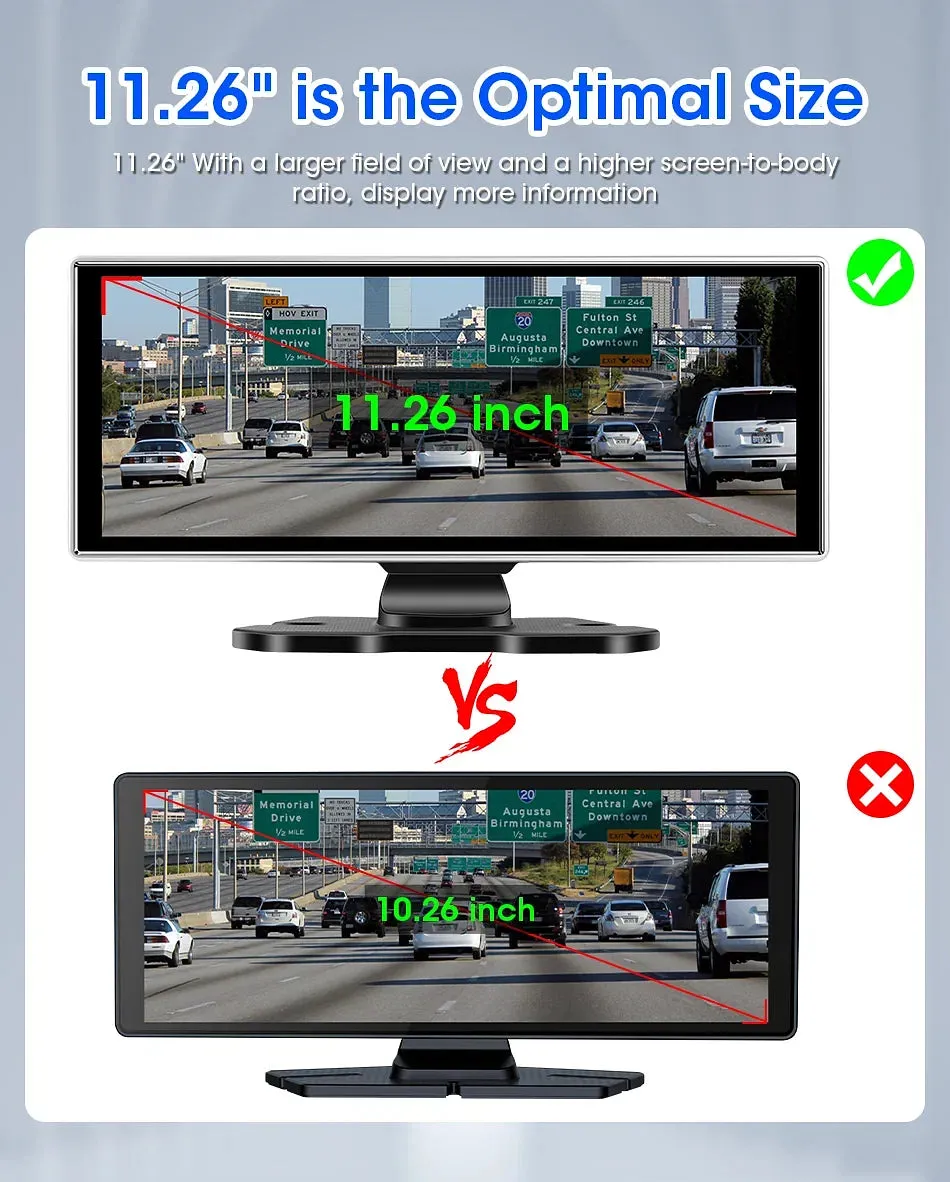 Color Name: Red, Sd Card Memory: 16g - 11.26" 4K Dash Cam Rear
