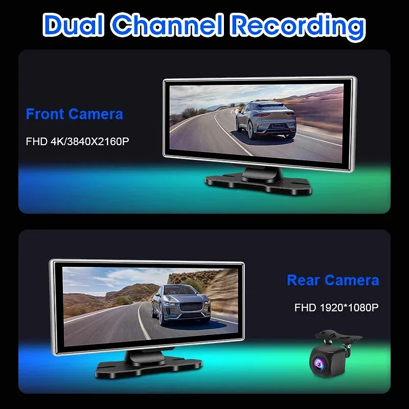 Color Name: WHITE, Sd Card Memory: 64G - 11.26" 4K Dash Cam Rear