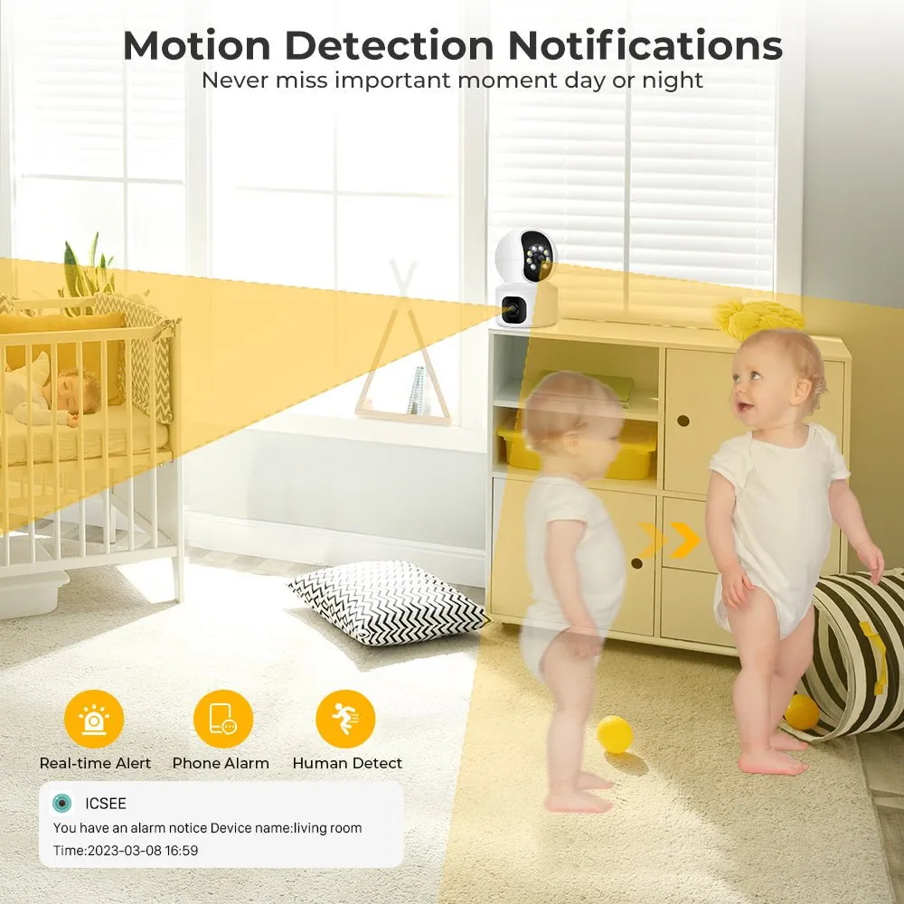 CRONY NIP-32 iCsee APP 4MP double-screen IP Camera Dual Lens WiFi Camera Dual Screen Baby Monitor Auto Tracking Ai Human Detection IP Security Cameras