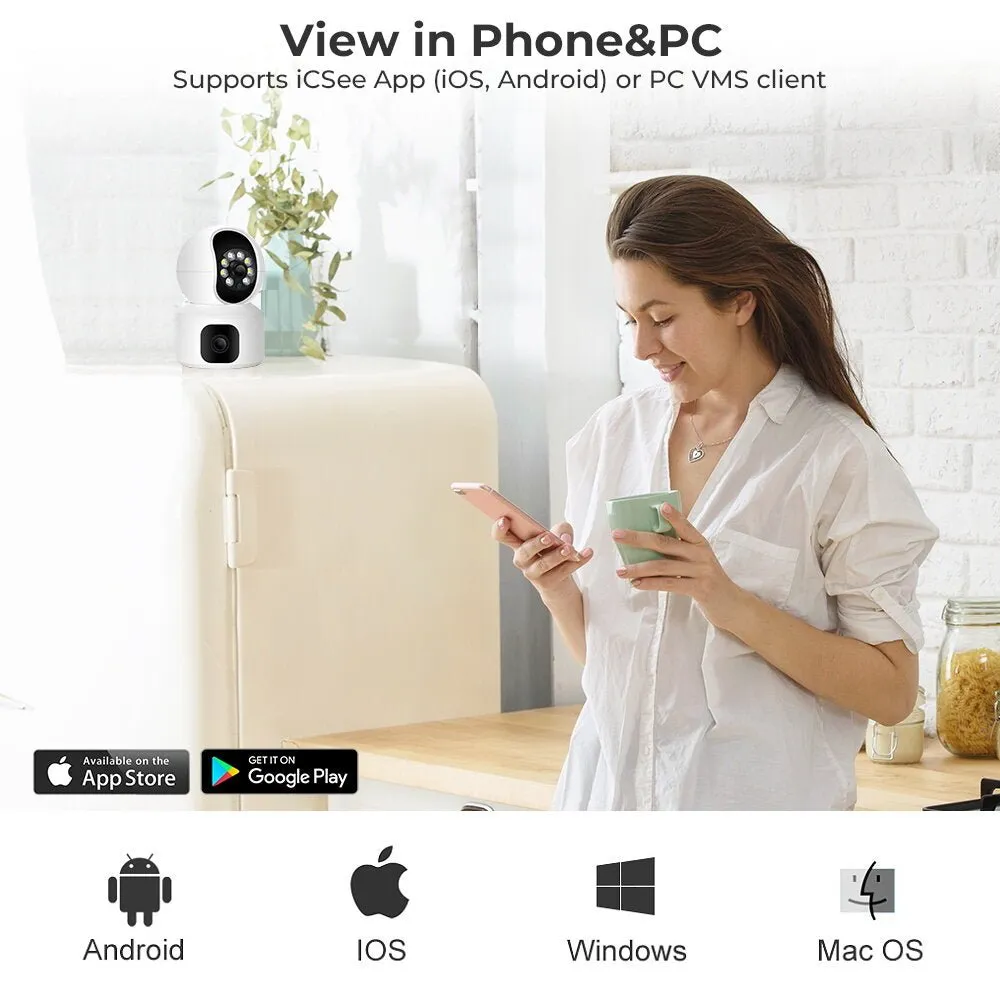 CRONY NIP-32 iCsee APP 4MP double-screen IP Camera Dual Lens WiFi Camera Dual Screen Baby Monitor Auto Tracking Ai Human Detection IP Security Cameras
