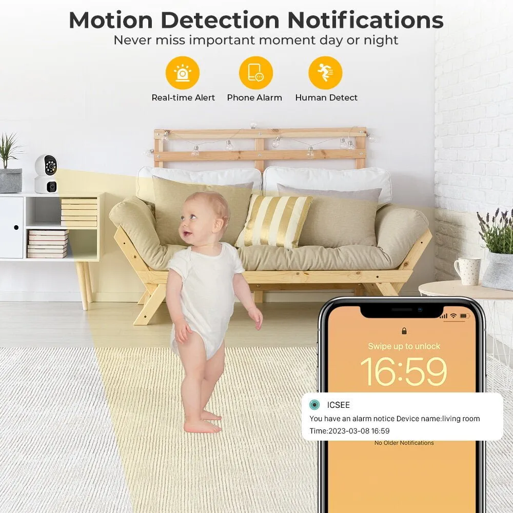 CRONY NIP-32 iCsee APP 4MP double-screen IP Camera Dual Lens WiFi Camera Dual Screen Baby Monitor Auto Tracking Ai Human Detection IP Security Cameras