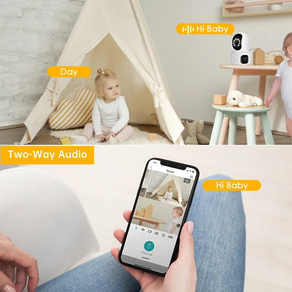 CRONY NIP-32 iCsee APP 4MP double-screen IP Camera Dual Lens WiFi Camera Dual Screen Baby Monitor Auto Tracking Ai Human Detection IP Security Cameras