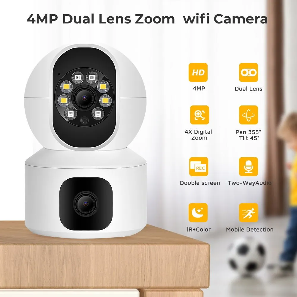 CRONY NIP-32 iCsee APP 4MP double-screen IP Camera Dual Lens WiFi Camera Dual Screen Baby Monitor Auto Tracking Ai Human Detection IP Security Cameras