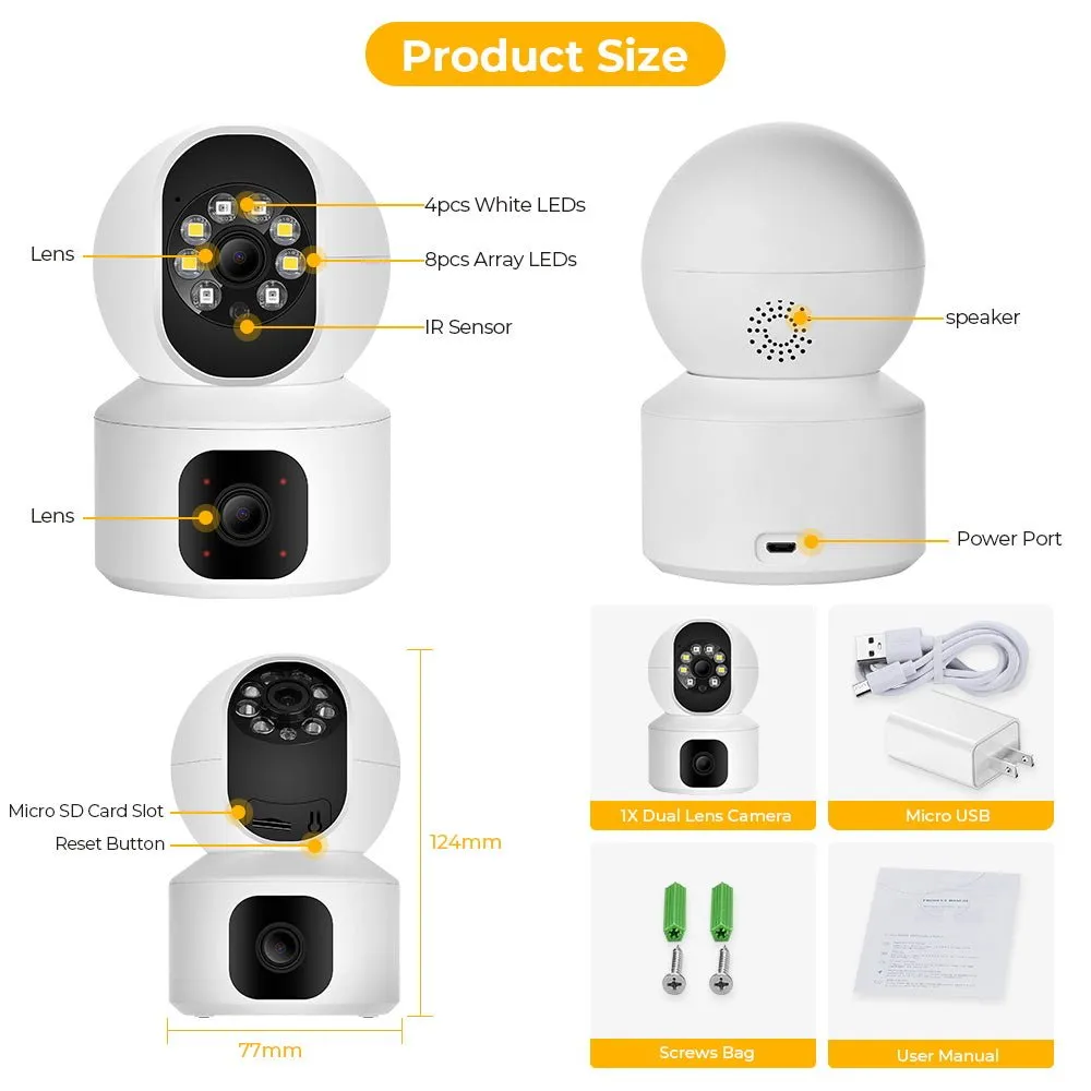 CRONY NIP-32 iCsee APP 4MP double-screen IP Camera Dual Lens WiFi Camera Dual Screen Baby Monitor Auto Tracking Ai Human Detection IP Security Cameras
