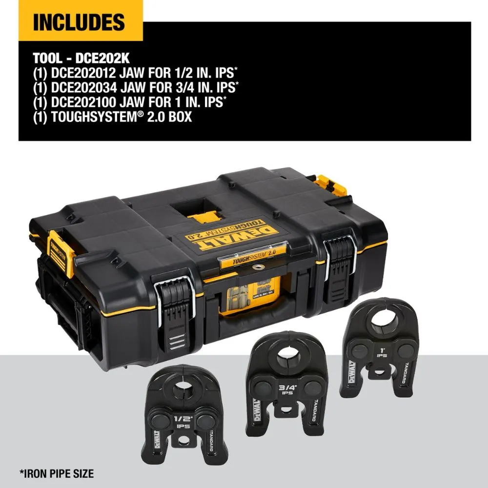 DEWALT DCE202K 1/2 in. to 1 in. Standard IPS Press Jaws Kit