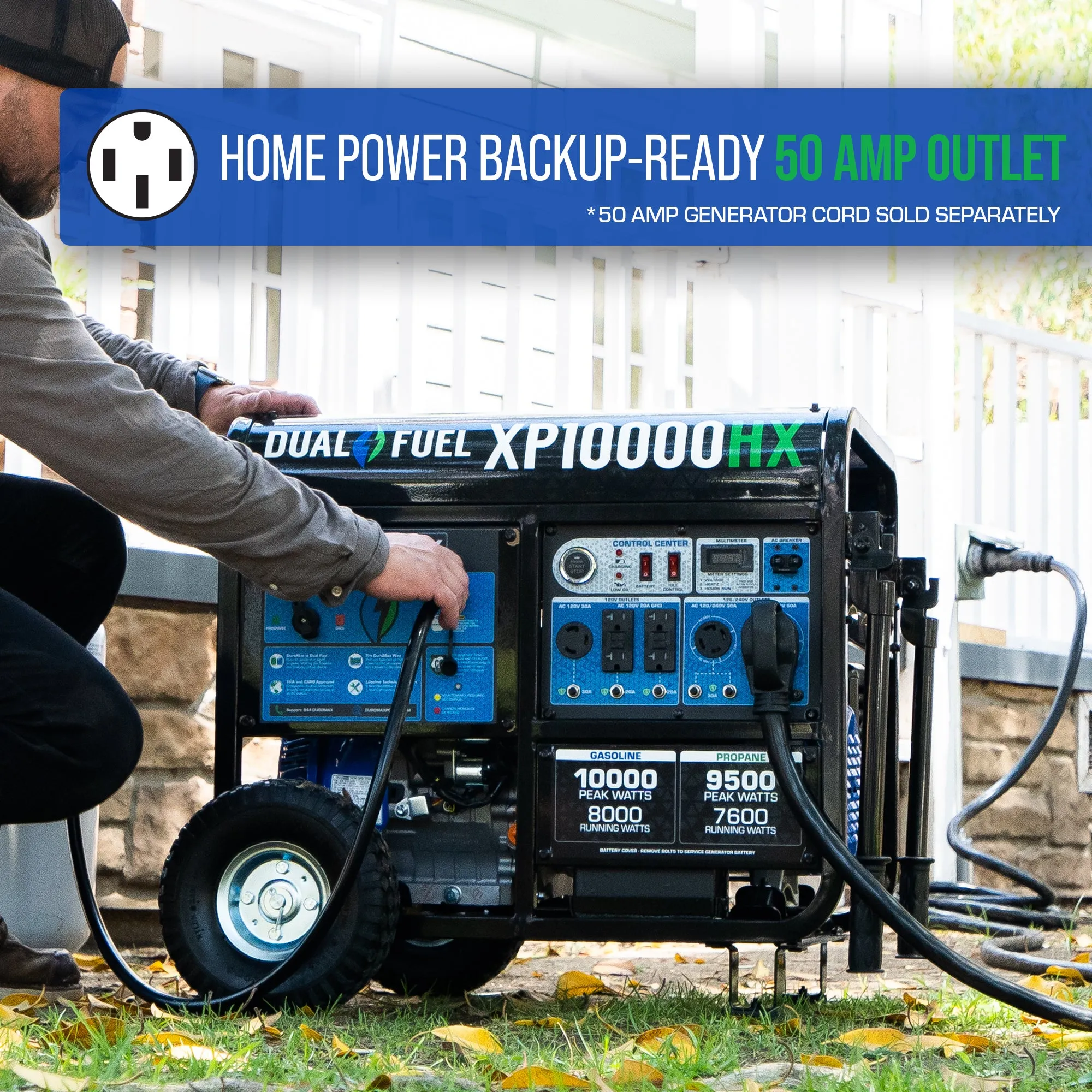 DuroMax XP10000HX 8000W/10000W Dual Fuel CO Alert Electric Start Generator New