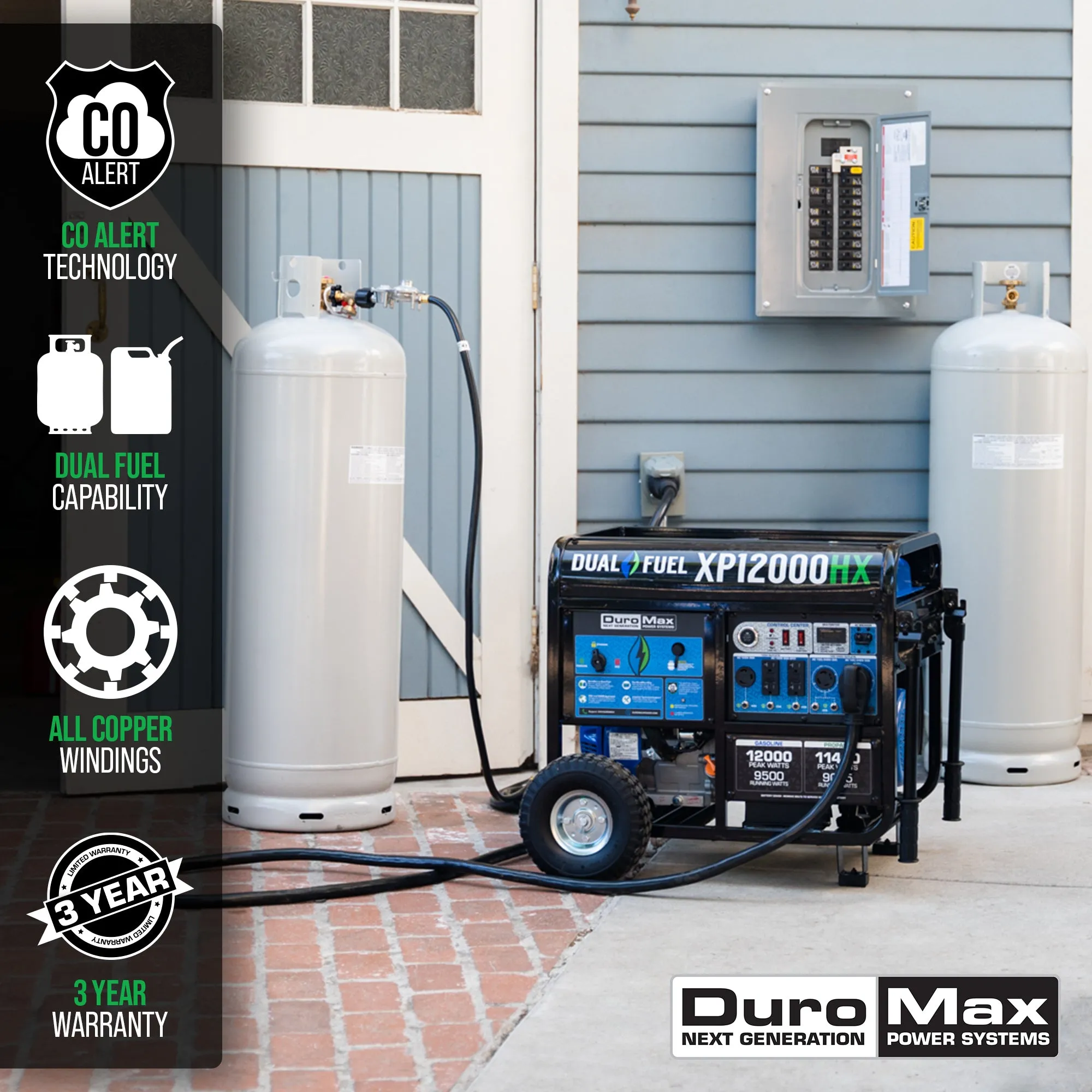 DuroMax XP10000HX 8000W/10000W Dual Fuel CO Alert Electric Start Generator New