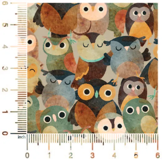 Earth Tone Owls | 18" Vinyl Roll
