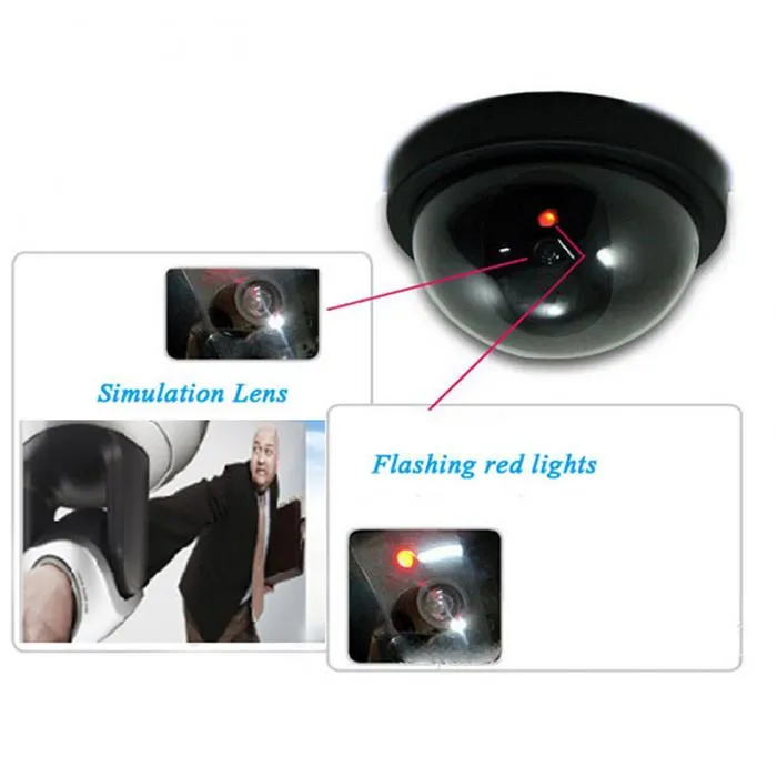Fake Video Surveillance Dome Camera with Flashing Red LED Light
