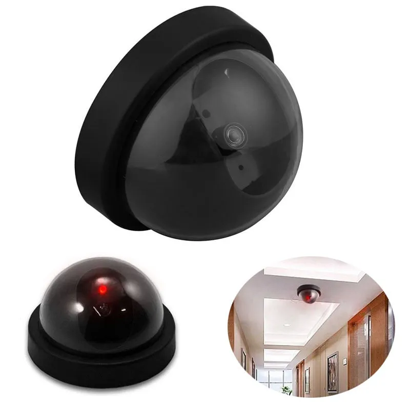 Fake Video Surveillance Dome Camera with Flashing Red LED Light