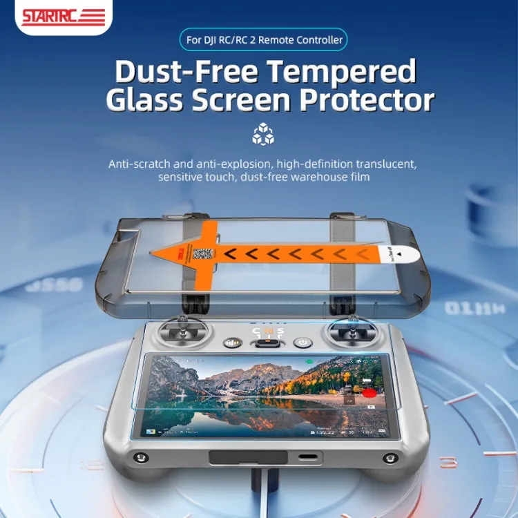 For DJI RC / RC2 STARTRC Easy Install 2pcs Tempered Glass Film (Transparent)