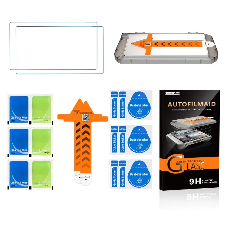 For DJI RC / RC2 STARTRC Easy Install 2pcs Tempered Glass Film (Transparent)
